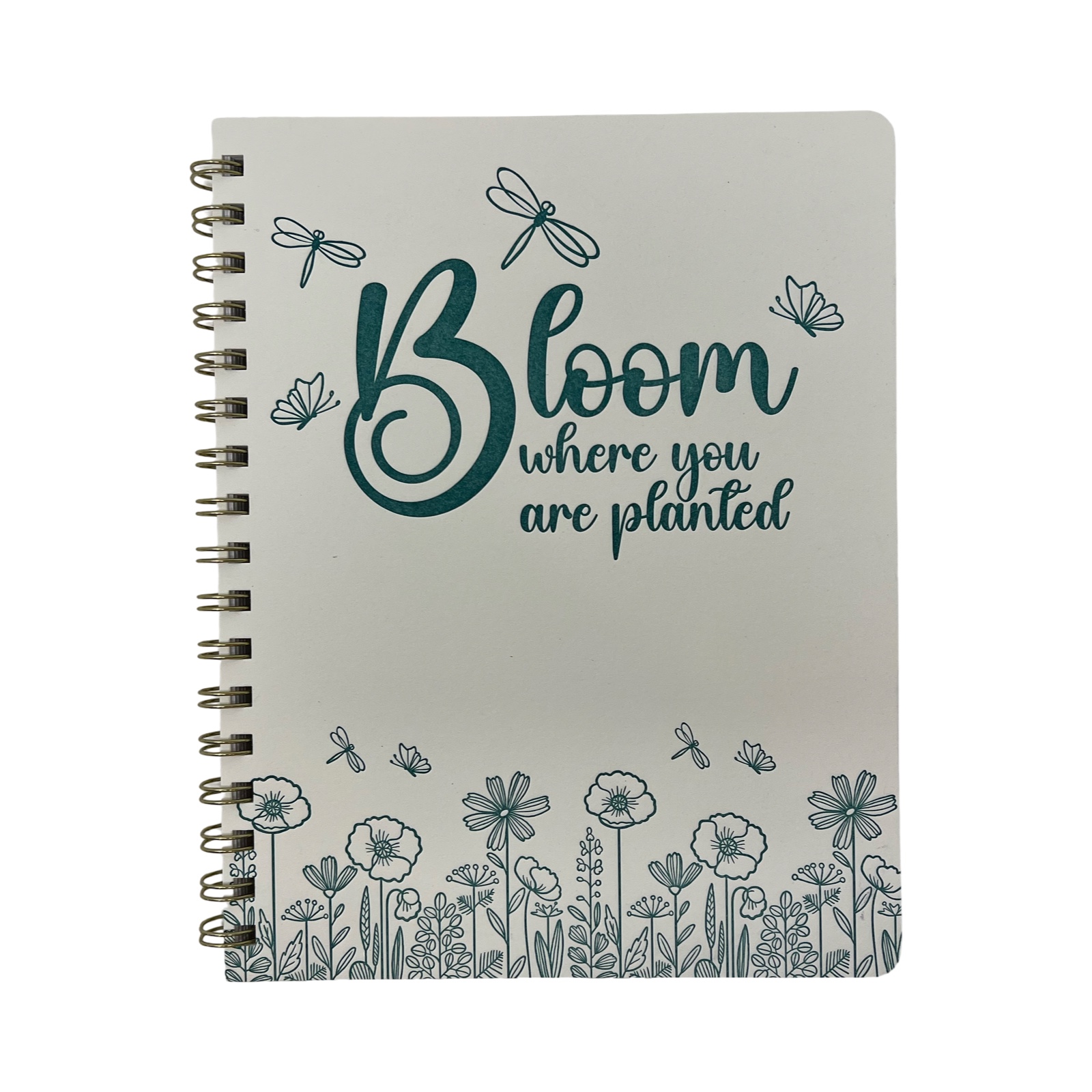 Journal with a one-color letterpress cover and metal spiral binding