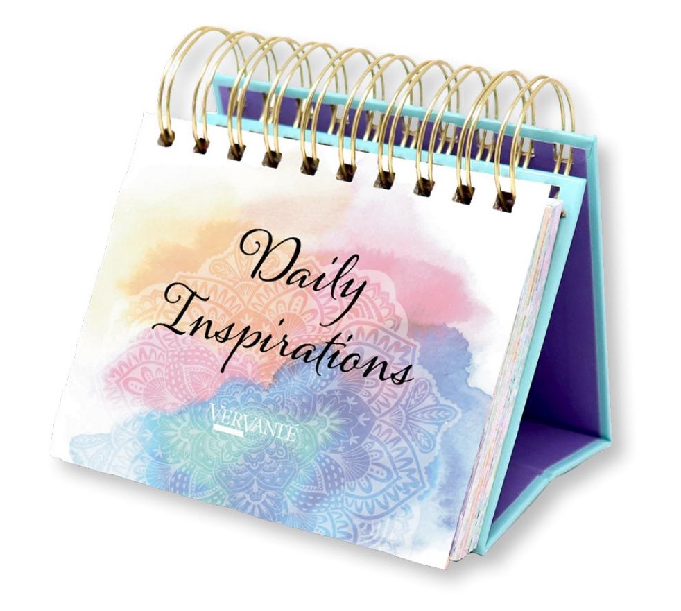 Custom watercolor daily inspirations flip book with wire-o binding and softcover base