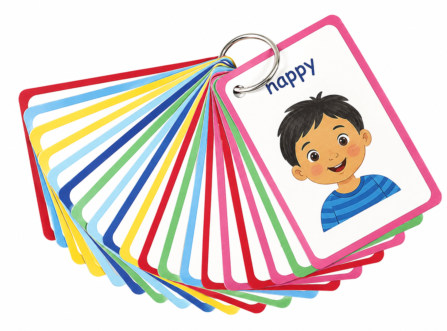 Custom printed emotion cards on a binder ring for therapy and classroom use