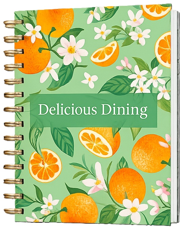 Spiral bound and wire-o cookbook that lays flat for kitchen use
