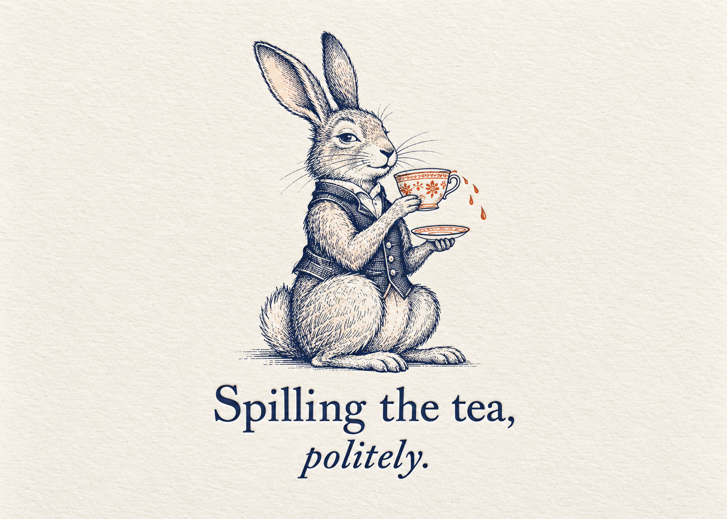 Flat letterpress card with a two-color illustration