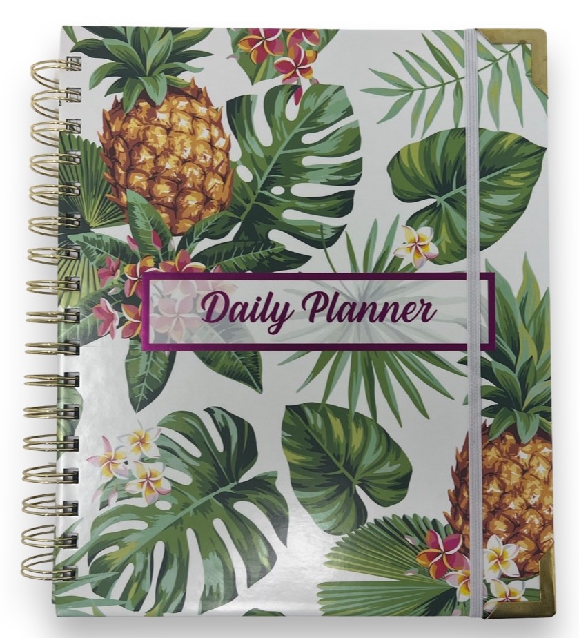Custom printed daily planner with tropical cover design by Vervante