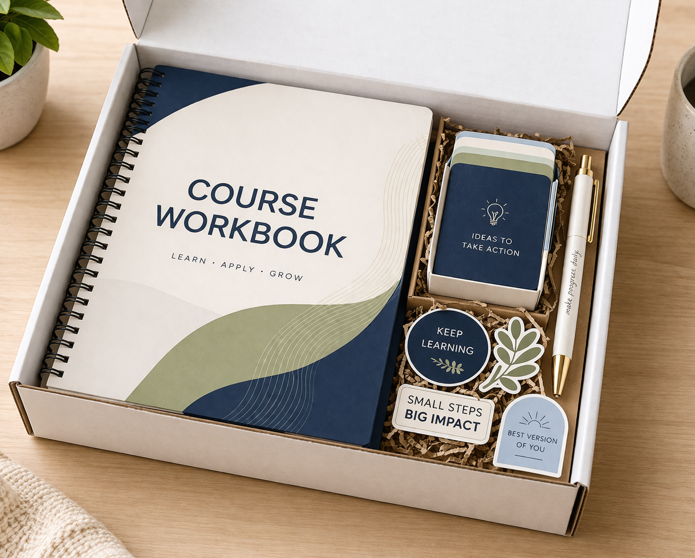 Training kit with workbook, cards, pen, and stickers