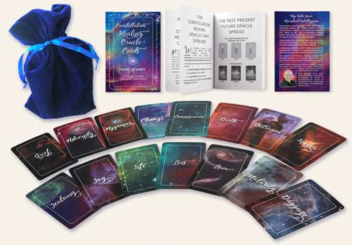 Constellation Healing Oracle Cards (in Cosmic Royal Blue Velvet Bag) by Gary Stuart