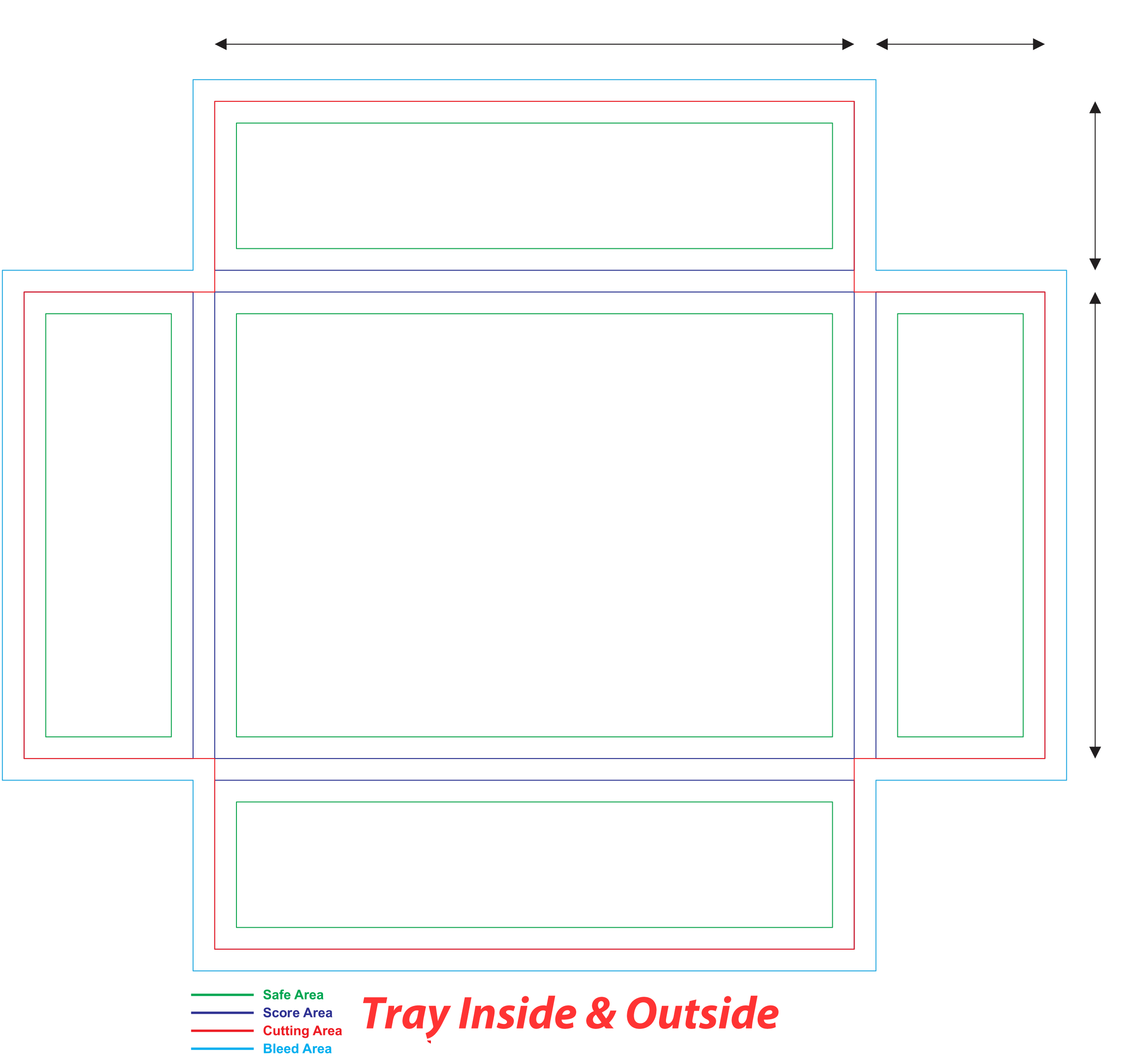 Two-piece rigid box tray inside template